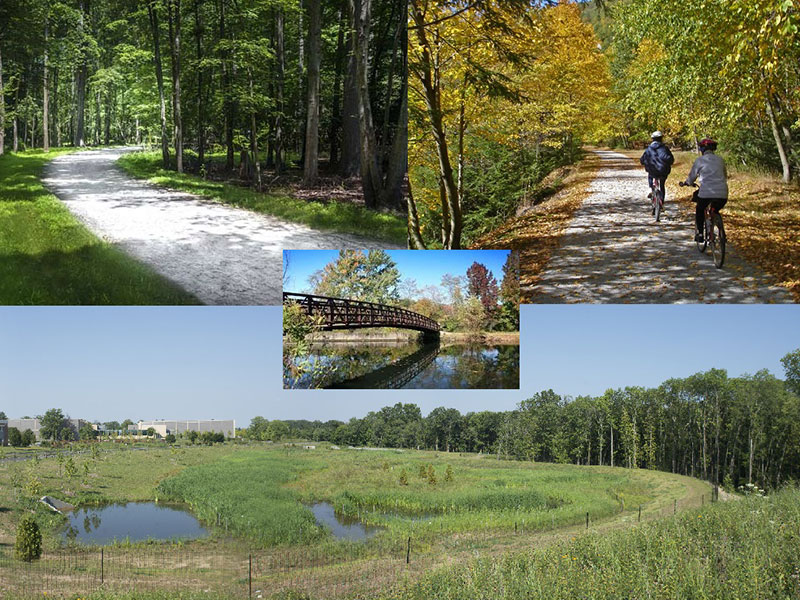 photos of various trails around Princeton Forestal Center
